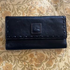 Black Leather Dooney & Bourke Florentine Continental clutch/wallet.